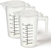 100ml Plastic Graduated Beaker, 2 Pack Liquid Measuring Cup with Handle with Lid, Measuring Pitcher Measure Containers for Liquid Mixing, Pet Food, Motor Oil, Laboratory, Kitchen