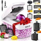 12-in-1 ABS Vegetable Chopper, Onion Cutter with Container, Food Slicer Dicer & Grater, Multifunction Kitchen Gadget for Fruits & Vegetables, BPA Free