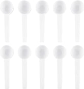 10Pcs 5 Gram/10 ml White Plastic Tablespoon Measuring Spoons with Long Handle Mini Powder Scoops Tiny Spoons for Measuring Coffee Grains Protein Spices (Round Bottom)