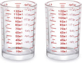 120 Milliliter Measuring Cup 2 Pieces Shot Glass Measuring Cup with 4 Kinds of Measuring Scale for Small Amount Liquid (Red, 120 ml)