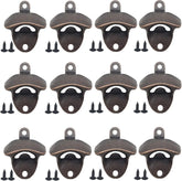 12PCS Wall Mounted Bottle Opener Vintage Beer Bottle Opener Suitable for Bars KTV Hotels Homes(Red Bronze)