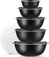 10-Piece Stainless Steel Mixing Bowl Set with Lids for Food Prep & Storage | Mixing Bowls with Lids Set - .75, 1, 1.5, 3 & 5 Quart Kitchen Bowls, Rustproof Metal Nesting Bowls, Dishwasher Safe