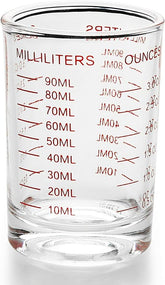 1 PACK Measuring Cup Shot Glass 3 Ounce/90ML Liquid Heavy Glass Red Scale