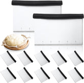 12 Pack Bench Scraper & Dough Cutter, 6.4 Inch Stainless Steel Pastry Tool with Measuring Scale, Kitchen Food Cutter for Bread Pizza Pastry Baking