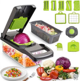 's16-in-1 Vegetable Cutter Slicer – Multifunctional Vegetable Chopper with Stainless Steel Blades, Manual Onion Cutter, Food Slicer & Dicer for Kitchen, Salad Maker.