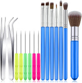 15 Pcs Decorating Brushes Fondant Tool Set for Cake Baking Dust Pastry Decor, Includes Pastry Brush, Cookie Scriber, Mixing Needle, and Tweezers for Biscuit Cake Kitchen Bakery Tools(Blue)