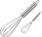 10 inch Stainless Steel Whisk, 5 inches for mixing small amounts of liquids, milkshakes, coffee, juice, etc. 2-piece set (buy 10 inches and get 5 inches as a gift) silver