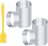 10pcs Perforated Cake Rings 2.4 Inch Stainless Steel Round Cake Mousse Ring Molds with Brush for Baking Cake Dessert Pastry Making, Silver Tone