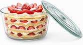 101 oz Large Trifle Bowl with Plastic Lid, Airtight Clear Thickened Glass Salad Bowl, Trifle Dish for Cakes Popcorn Fruit Dessert Baking, Food Storage Container for Parties Weddings Holiday, Round
