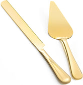 13-Inch Premium Cake Cutting Set for wedding .Exquisite Cake Knife and Server Set with Serrated Design, Ideal for Pastries, Pies, and Desserts (Gold)