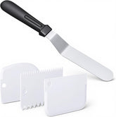 1 Offset Spatula and 3 Icing Smoother Scrapers Set, Frosting Knife Cake Decorating Kit Thickened Stainless Steel Baking Accessories