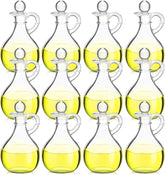 12 Pcs 12 oz Glass Oil Cruets with Stopper Bottle Vinegar Dispenser Small Salad Dressing Container Round Jar Glass Serving Syrup Bottles with Handle for Sauce Water Olive Oil