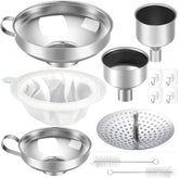 12 Pcs Stainless Steel Canning Funnels for Wide Mouth Mason Jars, Set with Strainer