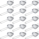 15 Packs Fine Mesh Small Strainer 3.3" Cocktail Strainer Stainless Steel Tea Strainers Mini Sieve Sifter for Juice, Tea Herbs, Coffee Drinks, Long Handle(Silver)