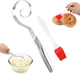 10" Stainless Steel Danish Dough Whisk for Sourdough Pastry Batter | Stainless Steel,Dishwasher Safe,Dutch Bread Mixing Tool ,with Silicone basting brush