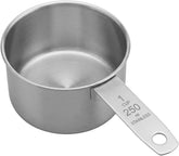 1 Cup Stainless Steel Measuring Cup, 250 ml Cooking Measure Scoop, 1 Cup Measure Cup Tablespoon with Handle for Dry and Wet Food, 250 ml Metal Coffee Scoop for Cooking Drinking Baking