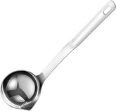 12inch 304 Stainless Steel Silver Oil Separator Soup Ladle, Grease Filter Scoop, Fat Separator Oil Separator for Cooking, Kitchen, Separate Fat, Filter Out Water and Oil