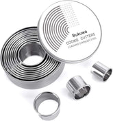 12 Pieces Round Cookie Biscuit Cutter Set,Graduated Circle Pastry Cutters,18/8 Stainless Steel Cookie Cutters and Donut Cutter Ring Molds
