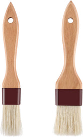 1 inch & 1.5 inch Pastry Brush Natural Boar Bristle Basting Brush Kitchen | Oil Brush with Beech Wooden Handle and Hanging Rope String Grill BBQ Sauce Baster Baking Cooking Marinade Brushes (Pack of 2)