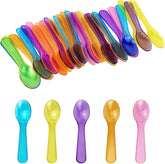 100 Pcs Mini Spoons, Multicolor Disposables Plastic Tasting Spoons for Ice Cream Cake Dessert Party Activity (Multicolor)