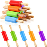 10Pcs 9 Inch Mini Silicone Rolling Pin, Small Kids Rolling Pins for Baking | Wooden Handles Rolling Pin for Dough Making Cookies, Cakes , Baking Food