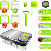 15-in-1 Vegetable Chopper & Slicer Set – Multifunctional Food Chopper with Container, Mandoline Slicer, Dicer, Grater, Peeler & Cleaning Tools – Kitchen Gadget for Onions, Carrots, Potatoes, Fruits