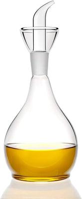 13ounce/ 380 ml Clear Glass Olive Oil Dispenser Bottle - Oil & Vinegar Cruet with Pourers and NO Funnel Needed - Olive Oil Carafe Decanter for Kitchen and BBQ
