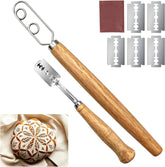 13 Inch Danish Dough Whisk for Sourdough,304 Stainless Steel Dough Whisk with Bread Blade Includes 5 Razor,Blades Essential Sourdough Dough Mixing Tool for Bread Baking