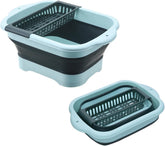 11L(2.91 Gallon) Collapsible Dish Basin with Drain Plug, Space Saving Outdoor Multiuse Foldable Sink Tub, Dishpan, Portable Kitchen Storage Tray for Vegetable Washing, Camping, RV (Green)