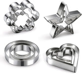 12 Pcs Professional Stainless Steel Cookie Cutters Set - Heart, Flower, Round, Star Shapes Metal Biscuit Cutter, Essential Baking Tools for Dough Preparation