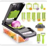 12-in-1 Vegetable Chopper, Multifunctional Onion Dicer & Veggie Slicer with 8 Blades, Food Cutter with Container for Kitchen, Kitchen Gadgets for Potato, Tomato, Garlic