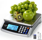 110lb Food Scale, Commercial Kitchen Scale with Price Computing | Plug-in Usable, 0.05oz/1g Increment, 304 Stainless Steel, for Cooking, Vegetables, Farm, Industry, Counting. LC300 Silver