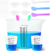 1000ML Large Silicone Measuring Cups for Resin, Easy to Read 36oz Silicone Mixing Bowl with 100ML Mixing Cup, Easy Clean Reusable Epoxy Resin Supplies with Stir Stick, Pipettes