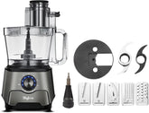 14-Cup Food Processor, 1000W Motor, Storage Drawer, Metallic Color | 7 Speeds, XL Bowl & Large Feed Chute, French Fry Cutter, Chop, Slice, Shred & Mix Veggies, Cheese & Meat for Family Meals