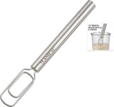 12" Sourdough Starter Stirrer -Narrow Stainless Steel Jar-Friendly Whisk - Heavy-Duty Danish Dough Mixer fits Weck, Mason & Tall Jars - Long Handle Stirring Tool for Thick Starters, Dishwasher Safe