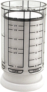 1 Cup Adjust-A-Cup, Plastic, White | Plunger Measuring Cup | Measures Between 1/8 Cup to 1 Cup | Includes Conversions | Kitchen Gadget | Measures Solids & Liquids