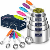 10-Pack Measuring Cups &Spoons Set, Kitchen Gadagets Cooking Baking, Measuring Spoons, Heavy Duty & Dishwasher Safe for Dry and Liquid Ingredients, Multicolor