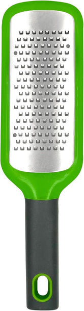 11-inch Handheld Cheese Grater - Coarse Stainless Steel Shredder for Parmesan/Cheddar, Non-Slip Silicone Handle with Storage Container (Dishwasher Safe) - Green