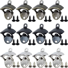 12PCS Wall Mounted Bottle Opener Vintage Beer Bottle Opener Suitable for Bars KTV Hotels Homes (Black+Silver+Green Bronze)