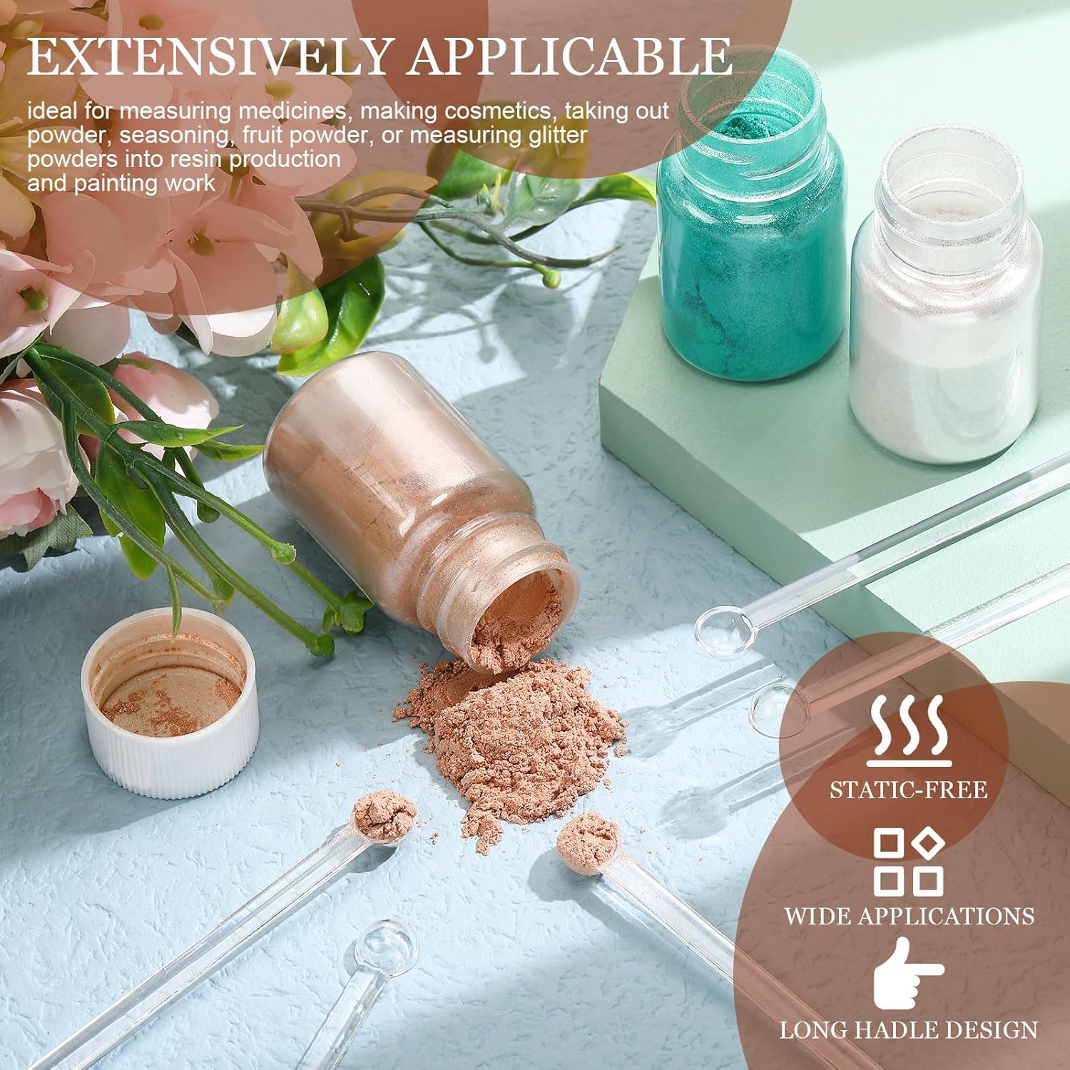 1/32 Teaspoon Micro Scoops 150 Milligram Mini Measuring Spoons Tiny Little Plastic Scoop for Measuring Cosmetics, Powders, Glitter and Seasoning(Clear, 48 Pieces)