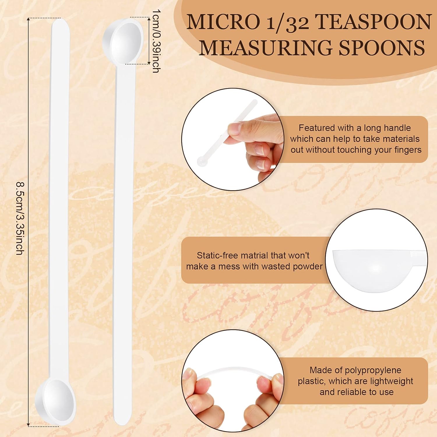 1/32 Teaspoon Micro Scoops 150 Milligram Mini Measuring Spoons Tiny Little Plastic Scoop for Measuring Cosmetics, Powders, Glitter and Seasoning(Clear, 48 Pieces)