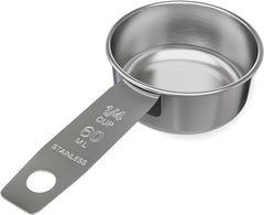 1/4 Cup Stainless Steel Measuring Cup | Sturdy Metal 60 ml | 60 cc | 2 oz | Single Cup for Wet and Dry Ingredients | Great for use as 1/4 Cup Dog Food Scoop - 1 PK