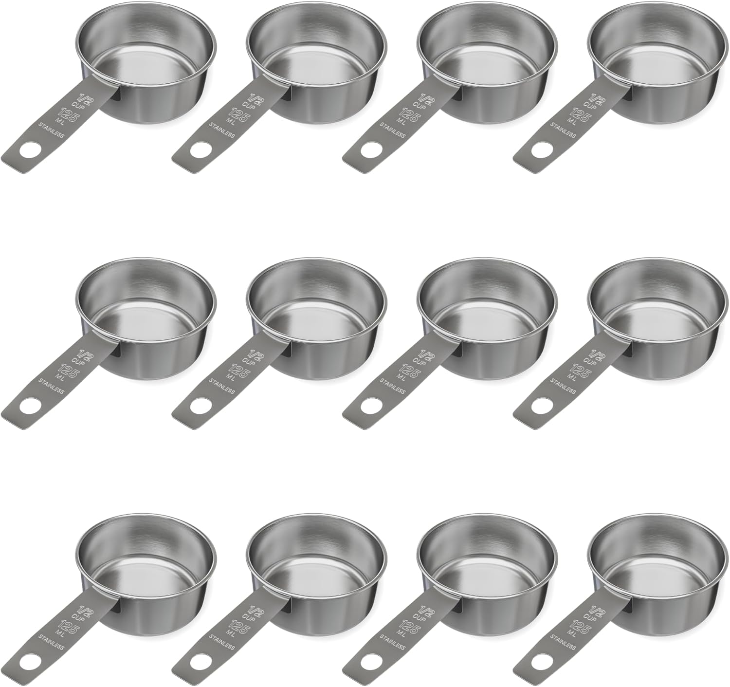 1/4 Cup Stainless Steel Measuring Cup | Sturdy Metal 60 ml | 60 cc | 2 oz | Single Cup for Wet and Dry Ingredients | Great for use as 1/4 Cup Dog Food Scoop - 1 PK