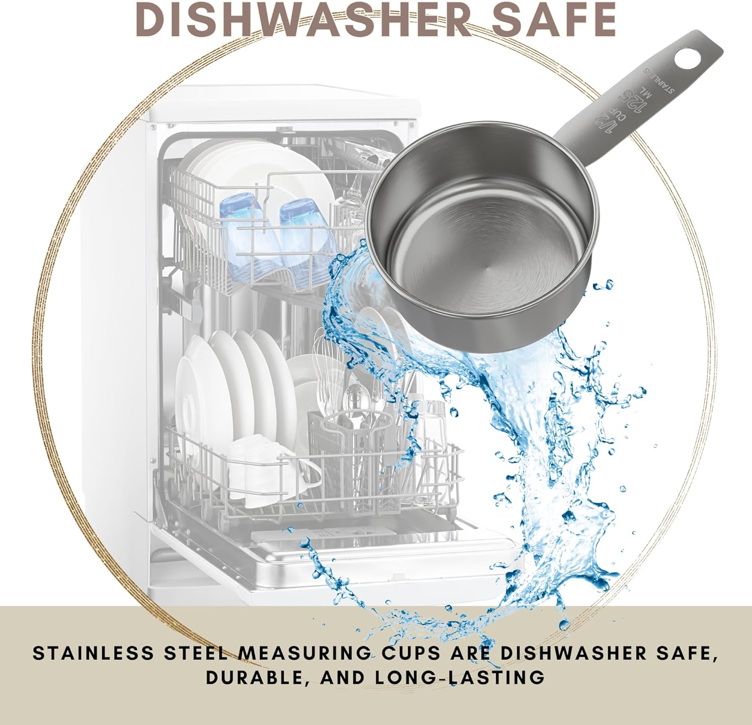 1/4 Cup Stainless Steel Measuring Cup | Sturdy Metal 60 ml | 60 cc | 2 oz | Single Cup for Wet and Dry Ingredients | Great for use as 1/4 Cup Dog Food Scoop - 1 PK
