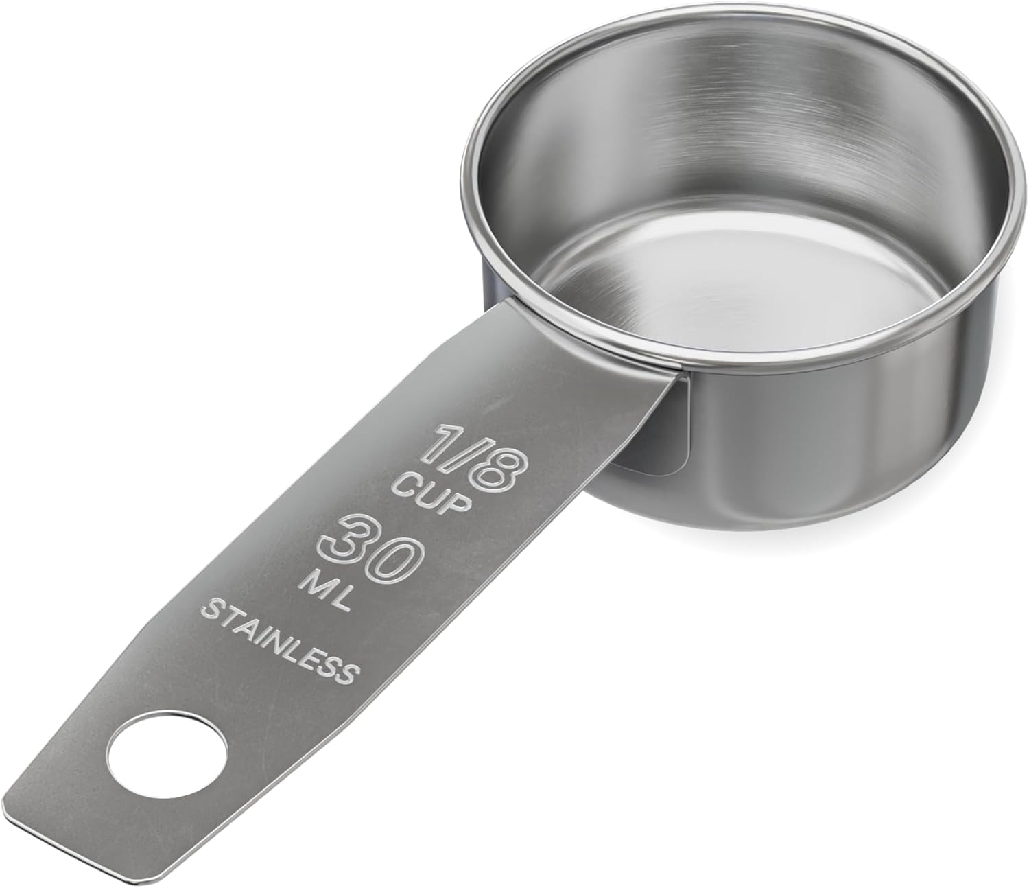 1/4 Cup Stainless Steel Measuring Cup | Sturdy Metal 60 ml | 60 cc | 2 oz | Single Cup for Wet and Dry Ingredients | Great for use as 1/4 Cup Dog Food Scoop - 1 PK