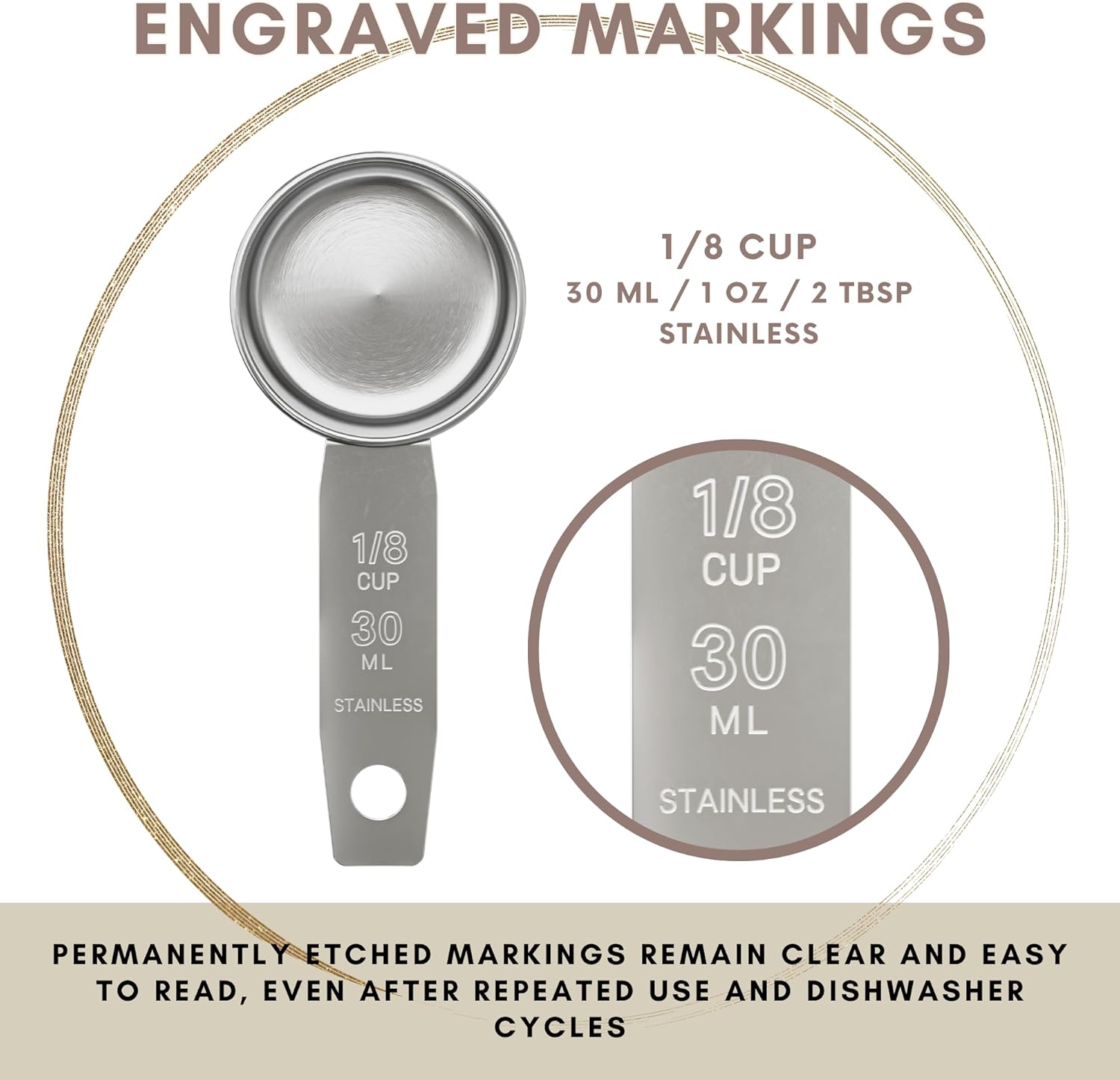 1/4 Cup Stainless Steel Measuring Cup | Sturdy Metal 60 ml | 60 cc | 2 oz | Single Cup for Wet and Dry Ingredients | Great for use as 1/4 Cup Dog Food Scoop - 1 PK