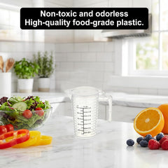 100ml Plastic Graduated Beaker, 2 Pack Liquid Measuring Cup with Handle with Lid, Measuring Pitcher Measure Containers for Liquid Mixing, Pet Food, Motor Oil, Laboratory, Kitchen
