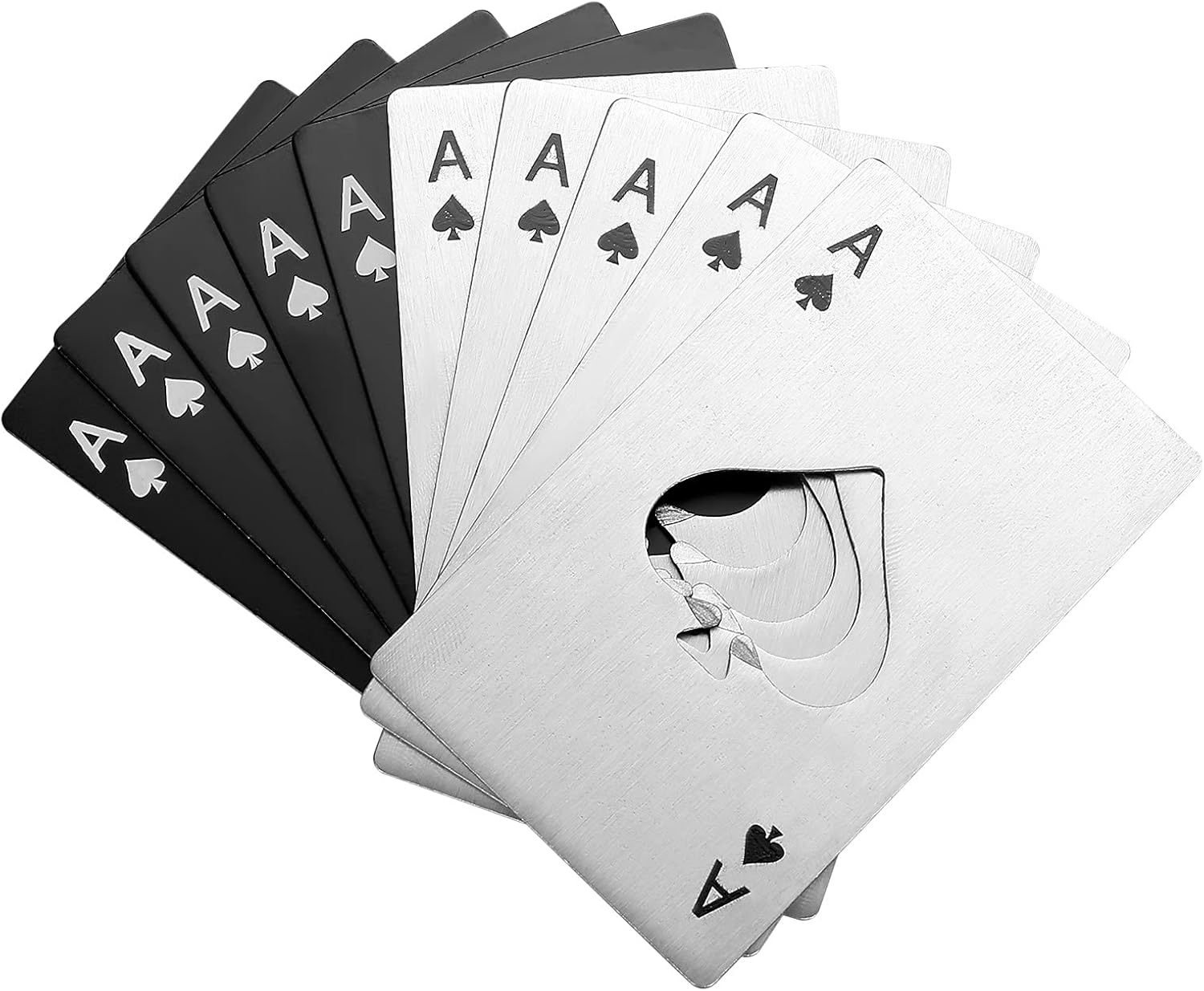 10Pcs Ace of Spades Bottle Openers,Poker Card Bottle Openers,party favors | Stainless Steel Portable Metal Credit Card Beer Bottle Can Cap Openers for Wallet Pocket Wedding Birthday Party (10, Black)