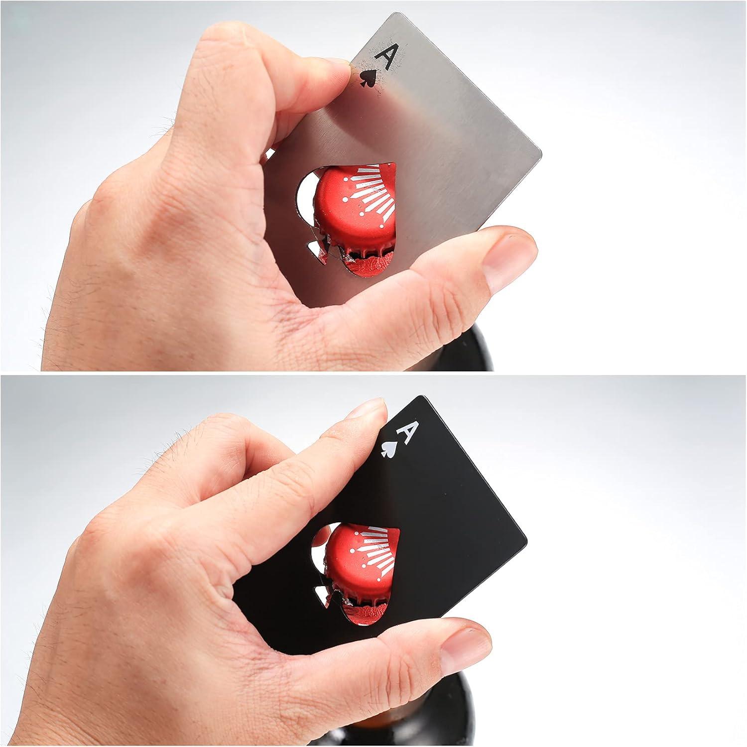 10Pcs Ace of Spades Bottle Openers,Poker Card Bottle Openers,party favors | Stainless Steel Portable Metal Credit Card Beer Bottle Can Cap Openers for Wallet Pocket Wedding Birthday Party (10, Black)
