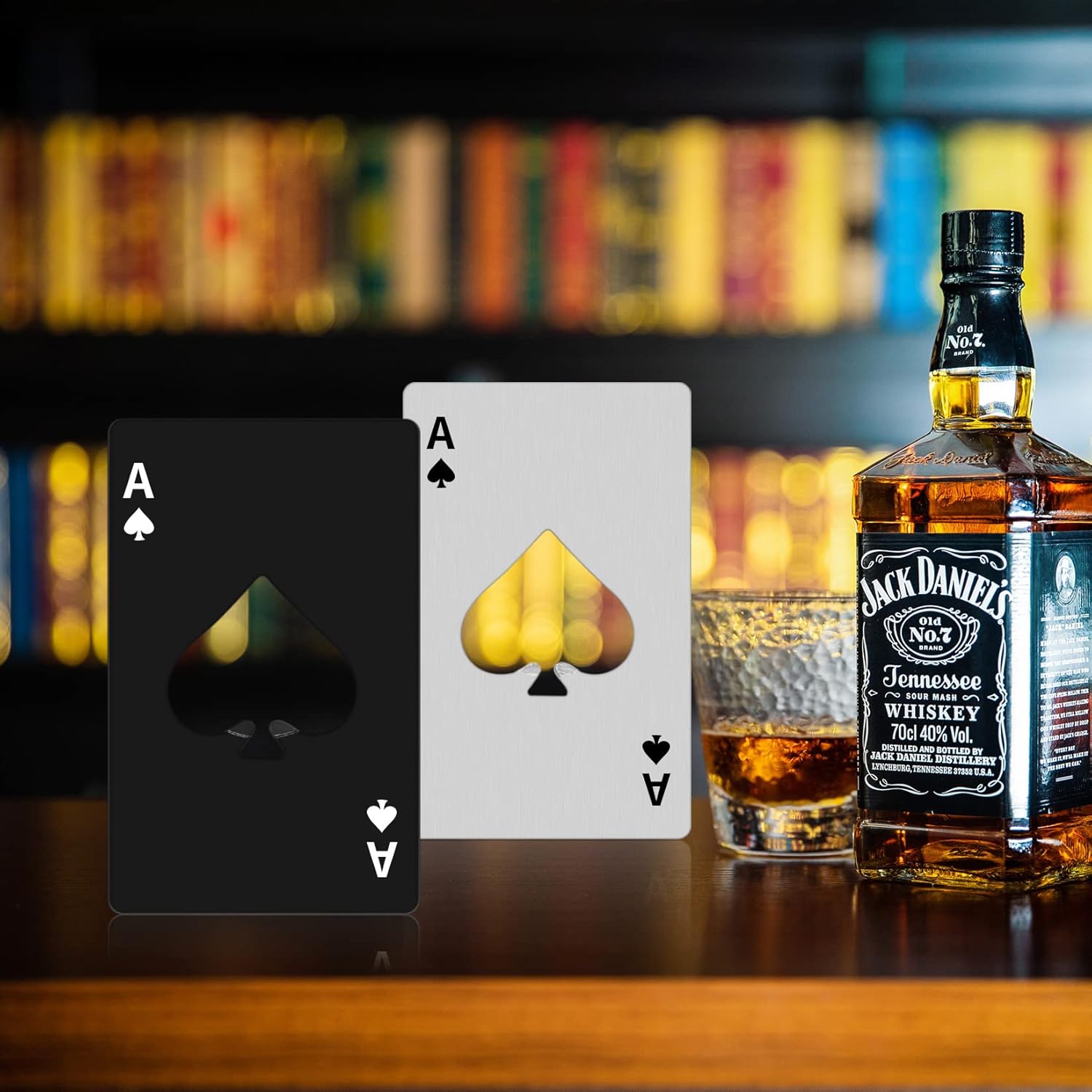 10Pcs Ace of Spades Bottle Openers,Poker Card Bottle Openers,party favors | Stainless Steel Portable Metal Credit Card Beer Bottle Can Cap Openers for Wallet Pocket Wedding Birthday Party (10, Black)